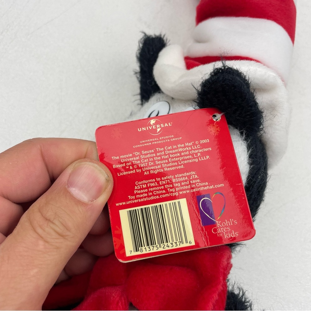 Dr. Seuss Cat In The Hat 2003 Kohl's Cares For Kids 22" Plush Stuffed Animal-Tag - Picture 5 of 9